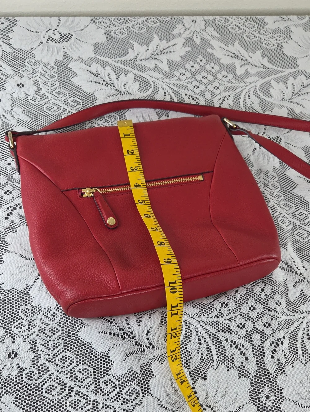 Vera Bradley Alexa Red Pebbled Leather Crossbody Shoulder Bag Adjustable Strap